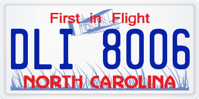 NC license plate DLI8006