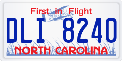 NC license plate DLI8240