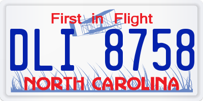 NC license plate DLI8758