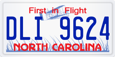 NC license plate DLI9624