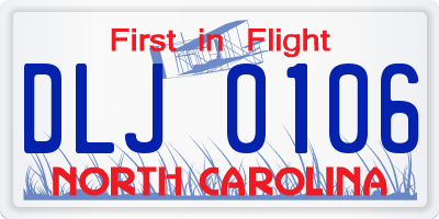 NC license plate DLJ0106