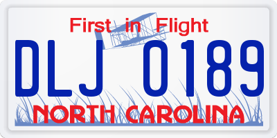 NC license plate DLJ0189