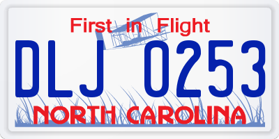 NC license plate DLJ0253