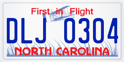 NC license plate DLJ0304