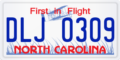 NC license plate DLJ0309