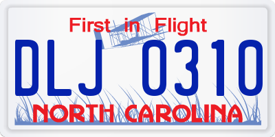 NC license plate DLJ0310