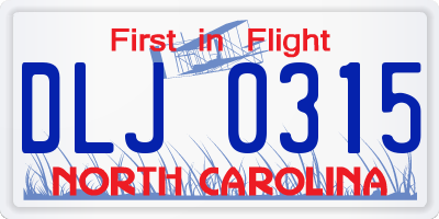 NC license plate DLJ0315