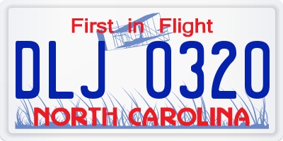 NC license plate DLJ0320