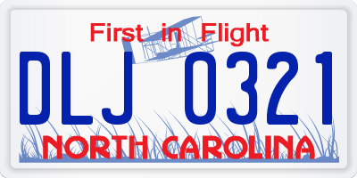NC license plate DLJ0321