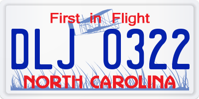 NC license plate DLJ0322
