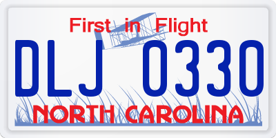 NC license plate DLJ0330