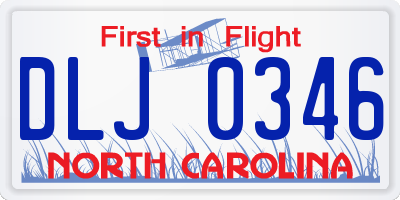 NC license plate DLJ0346