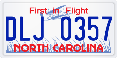 NC license plate DLJ0357