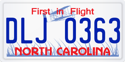 NC license plate DLJ0363