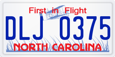 NC license plate DLJ0375