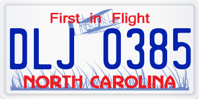 NC license plate DLJ0385