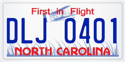 NC license plate DLJ0401