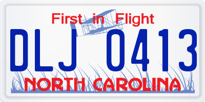 NC license plate DLJ0413