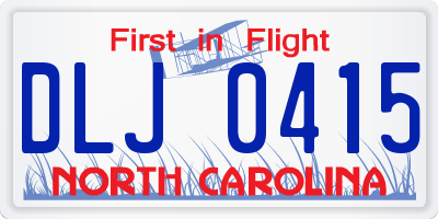NC license plate DLJ0415