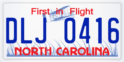 NC license plate DLJ0416