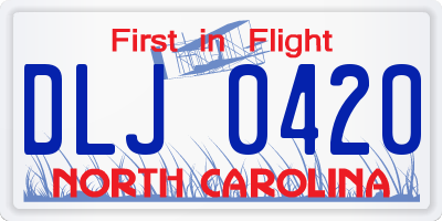 NC license plate DLJ0420