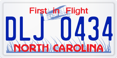 NC license plate DLJ0434