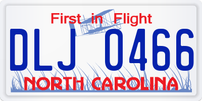 NC license plate DLJ0466
