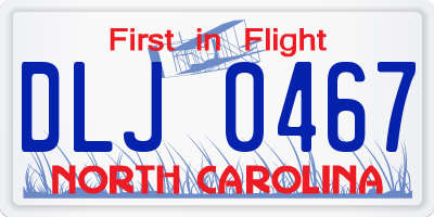 NC license plate DLJ0467