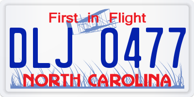 NC license plate DLJ0477