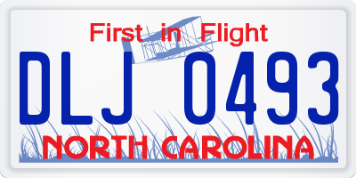 NC license plate DLJ0493