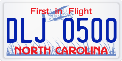 NC license plate DLJ0500