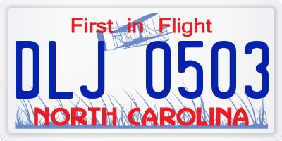 NC license plate DLJ0503