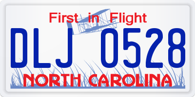 NC license plate DLJ0528