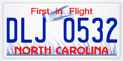 NC license plate DLJ0532