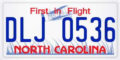 NC license plate DLJ0536