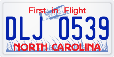NC license plate DLJ0539