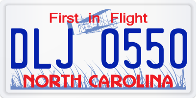 NC license plate DLJ0550