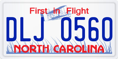NC license plate DLJ0560