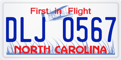 NC license plate DLJ0567