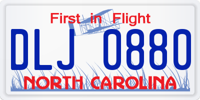 NC license plate DLJ0880