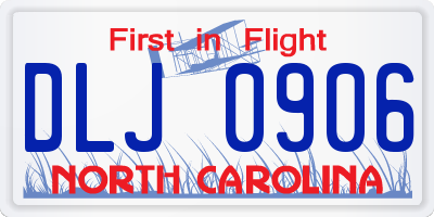 NC license plate DLJ0906