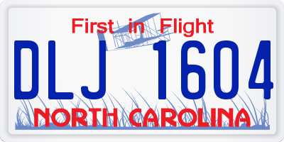 NC license plate DLJ1604