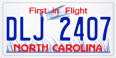 NC license plate DLJ2407