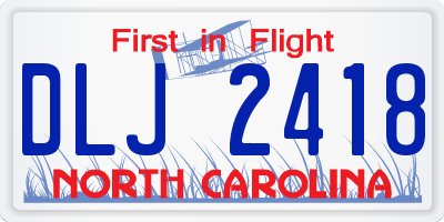 NC license plate DLJ2418