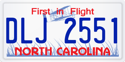 NC license plate DLJ2551