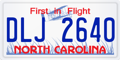 NC license plate DLJ2640
