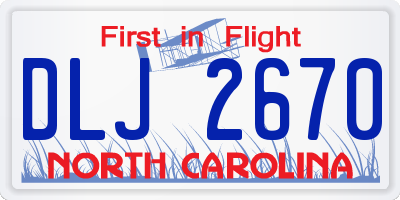 NC license plate DLJ2670