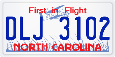 NC license plate DLJ3102
