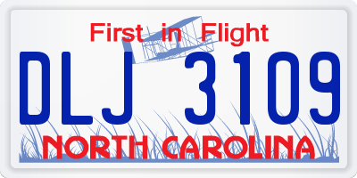 NC license plate DLJ3109