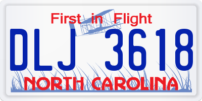 NC license plate DLJ3618